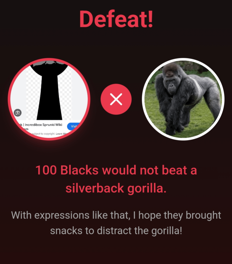 1 black could kill a gorilla