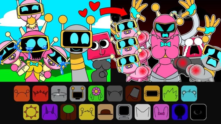 Incredibox Sprunki Retake Sinner Edition, Baby Fun Bot x Pink Bot: Mom is Angry! Sprunki Compilation