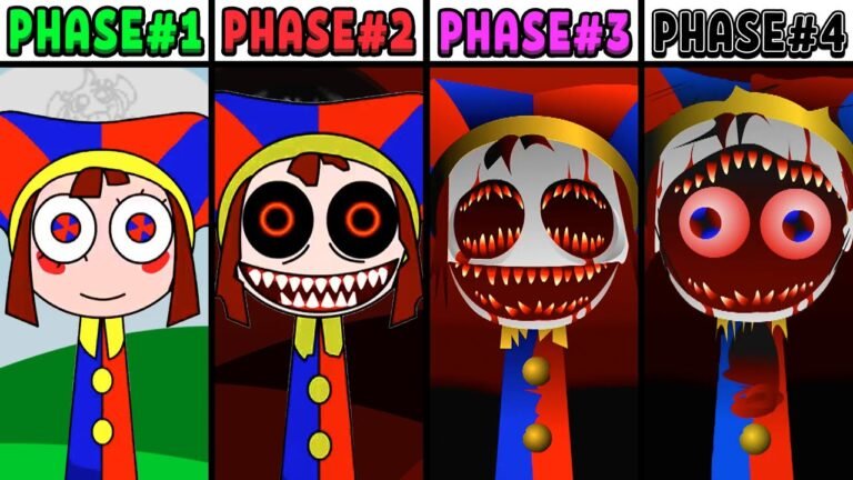 All Phases in New Incredibox Sprunki Oc of Pomni: From Phase 1 to Phase 4